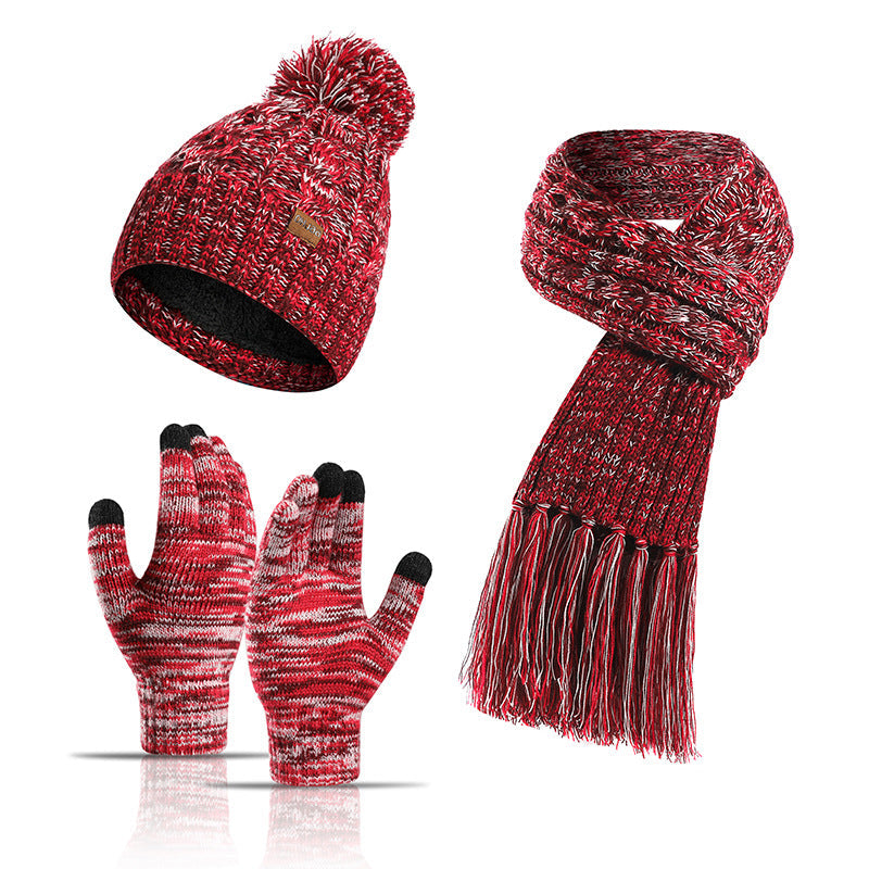 Women Winter Kntiting Colorful Hats&scarfs Sets-Hats-Red-Free Shipping Leatheretro