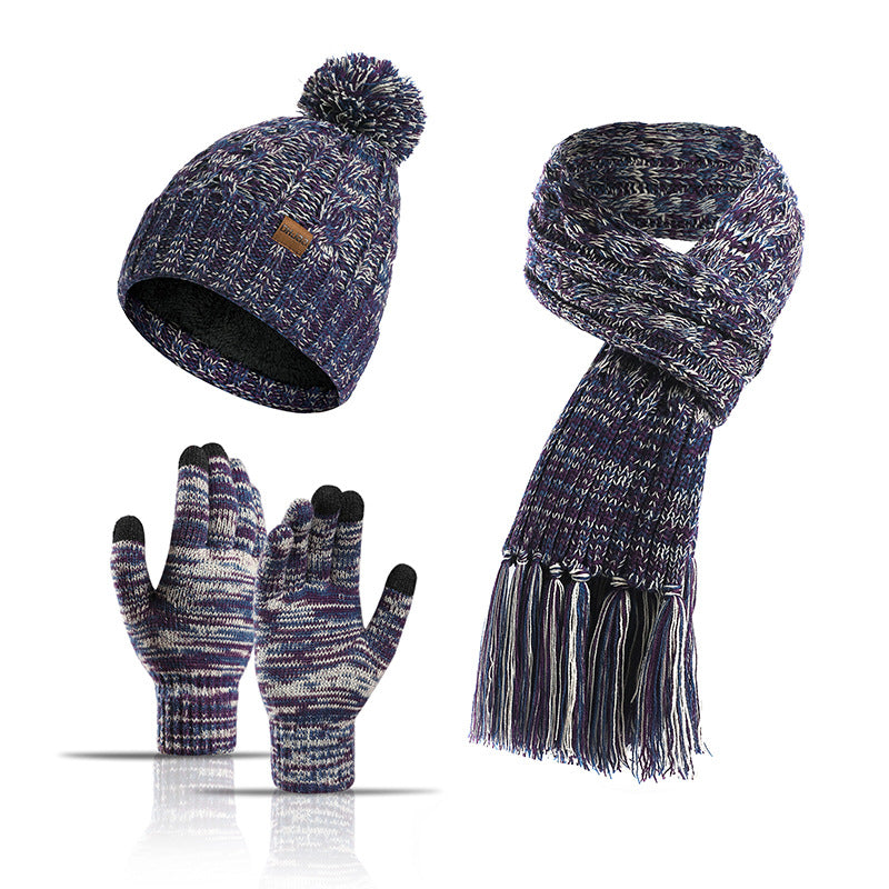 Women Winter Kntiting Colorful Hats&scarfs Sets-Hats-Pruple-Free Shipping Leatheretro