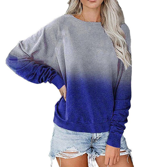 Casual Long Sleeves Pullover Gradient Hoodies-Sweater&Hoodies-Blue-S-Free Shipping Leatheretro