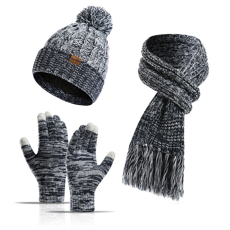 Women Winter Kntiting Colorful Hats&scarfs Sets-Hats-Navy Blue-Free Shipping Leatheretro