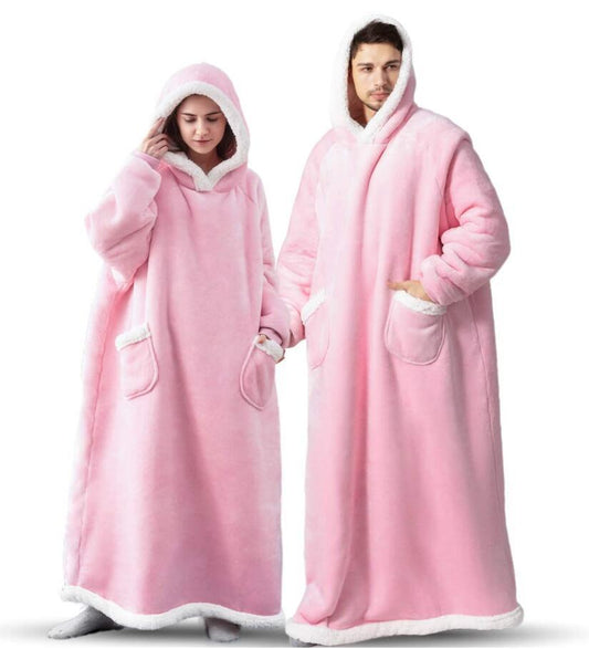 Winter Fleece Warm Long Hoodies Blanket-Sleepwear & Loungewear-Purple-120cm-Free Shipping Leatheretro