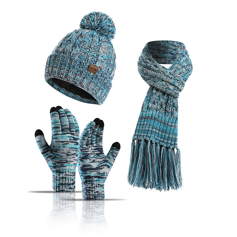 Women Winter Kntiting Colorful Hats&scarfs Sets-Hats-Blue-Free Shipping Leatheretro