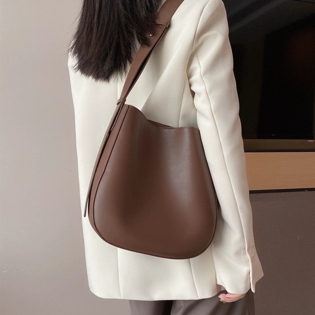 Women Leather Buckle Tote Handbag W9753-Leather Women Bags-Coffee-Free Shipping Leatheretro