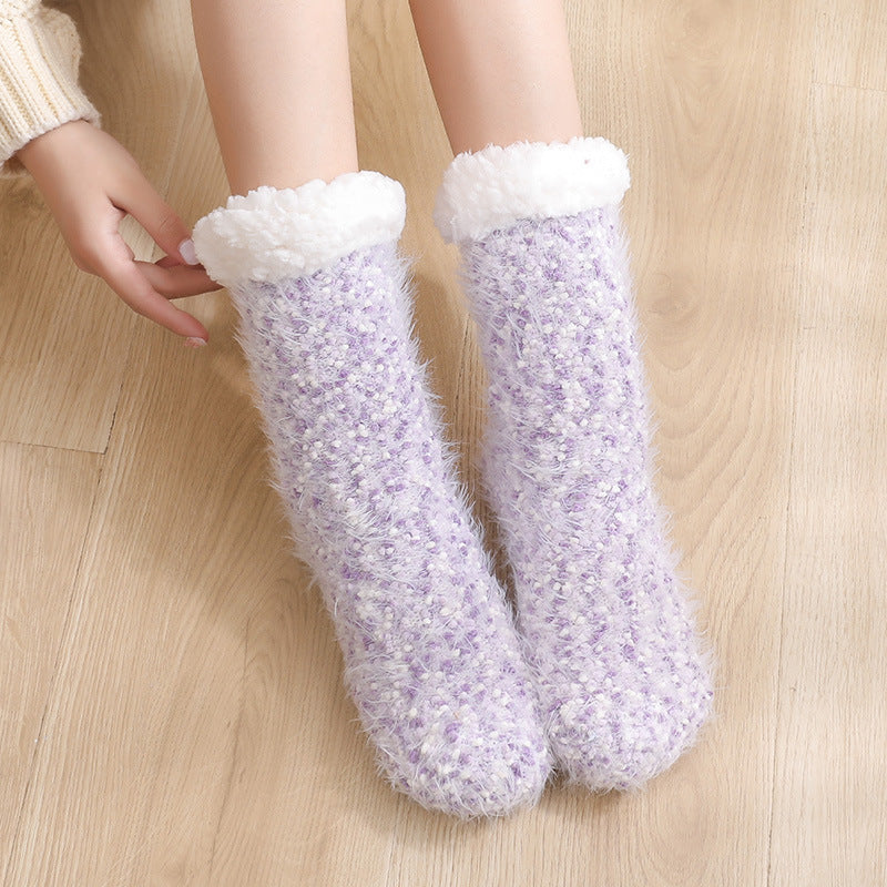 Winter Velvet Warm Sleep Socks for Women-socks-Purple-35-42-Free Shipping Leatheretro