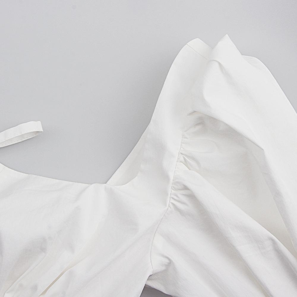 Sexy Square Neckline Bodycon Dresses-Sexy Dresses-White-S-Free Shipping Leatheretro