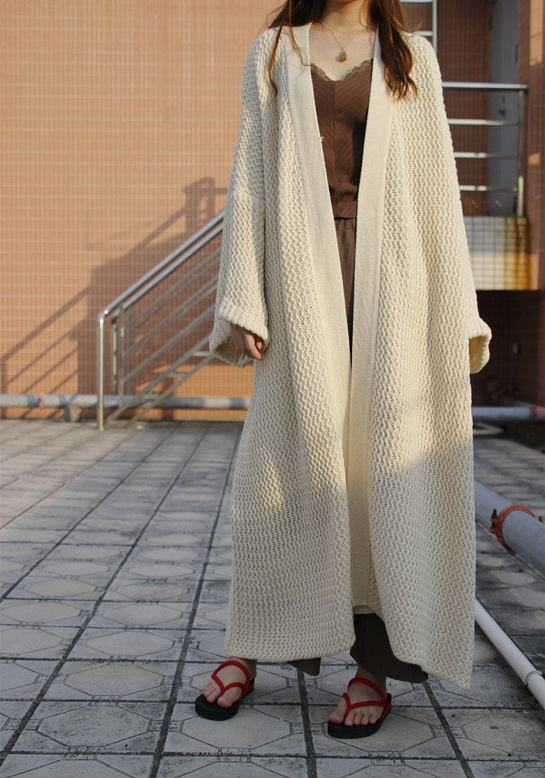 Plus Sizes Loose Knitting Women Overcoat-Women Outerwear-White-One Size-Free Shipping Leatheretro
