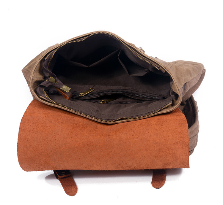 Leisure Vintage Waterproof Leather Canvas Backpack 659LA-Leather Canvas Backpack-Black-Free Shipping Leatheretro