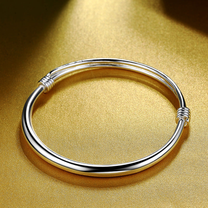 Fashion Shiny Adjustable End Sterling Sliver Bracelet for Mother-Bracelets-The same as picture-Free Shipping Leatheretro