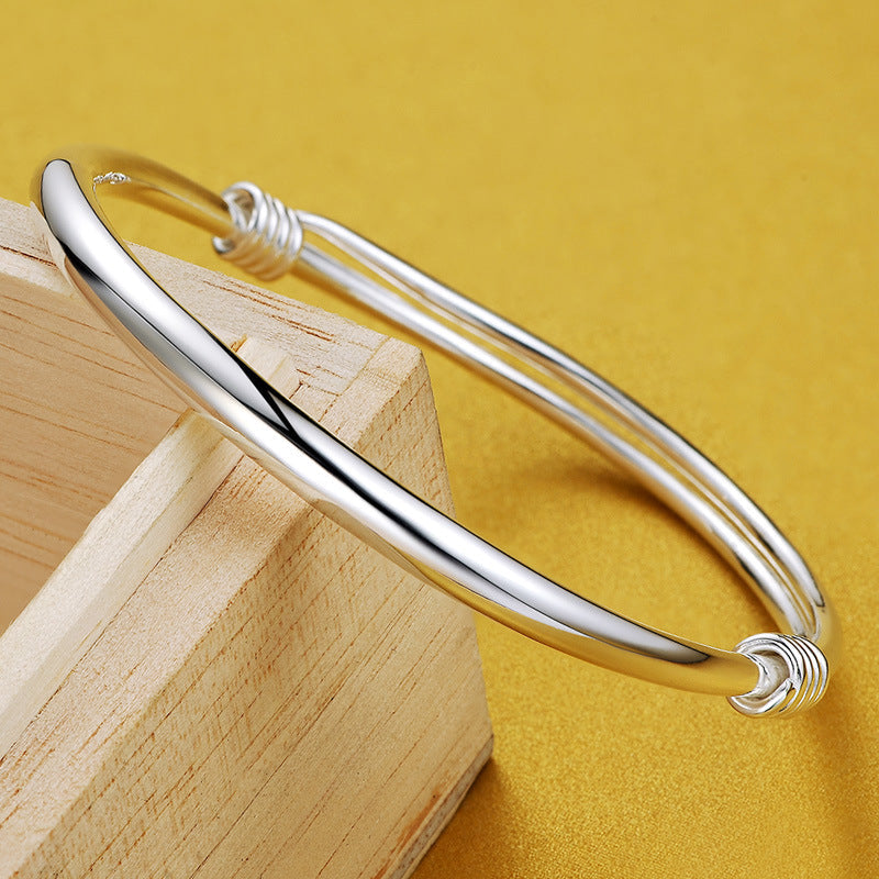 Fashion Shiny Adjustable End Sterling Sliver Bracelet for Mother-Bracelets-The same as picture-Free Shipping Leatheretro