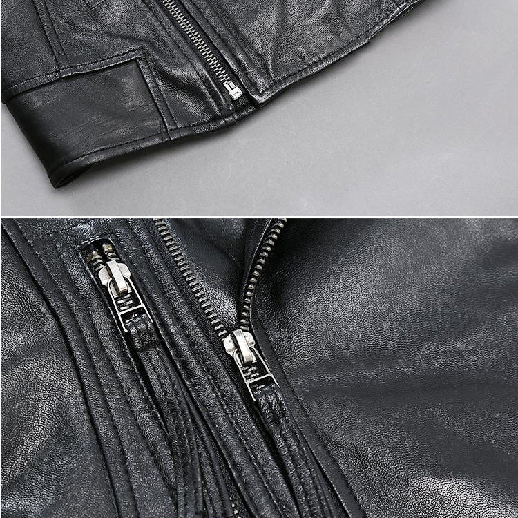 Cool Sheep Skin Motorcycle Short Jackets for Women-Coats & Jackets-Black-XS-Free Shipping Leatheretro