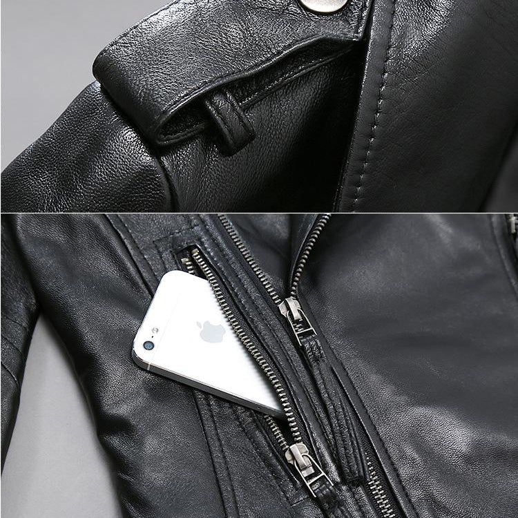 Cool Sheep Skin Motorcycle Short Jackets for Women-Coats & Jackets-Black-XS-Free Shipping Leatheretro