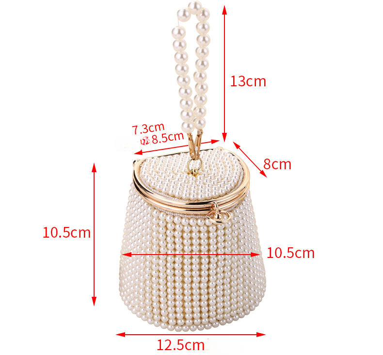 Gorgeous DIY Pearl Bucket Bag/Evening Party Bag-Handbags, Wallets & Cases-Ivory-Free Shipping Leatheretro