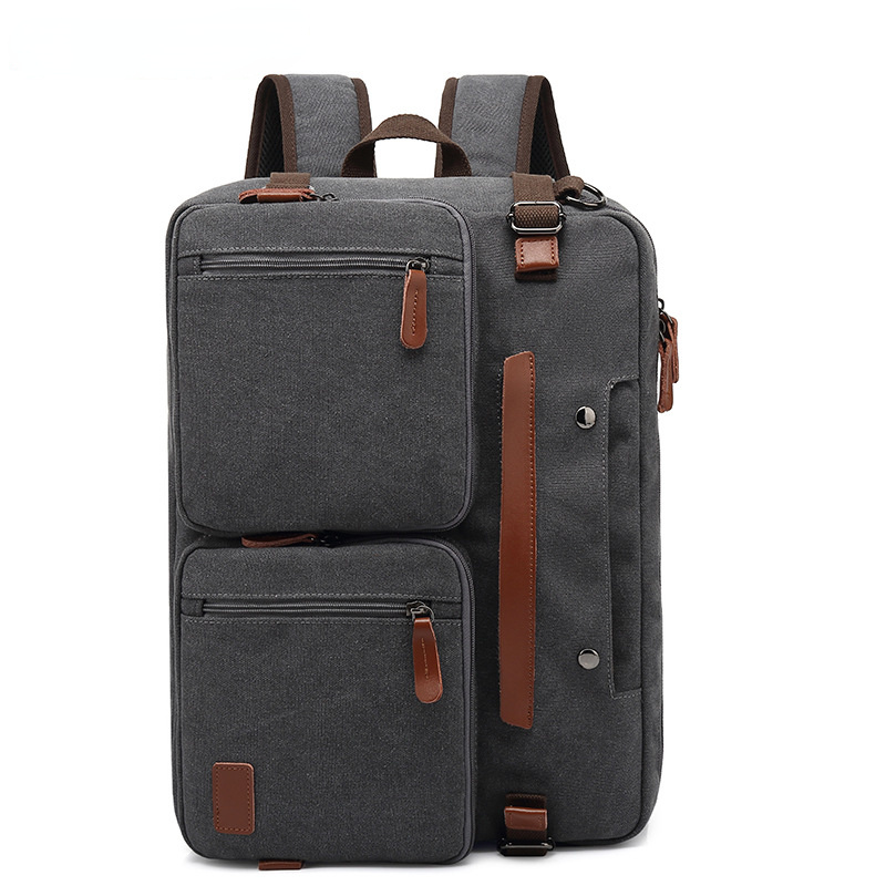 Multi Functional Waterproof Business Backpack for Men 10001-Backpacks-Canvas-Gray-15.6-Free Shipping Leatheretro