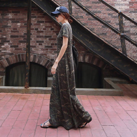 Women Summer Camouflage Long Dresses-Dresses-The same as picture-S-Free Shipping Leatheretro