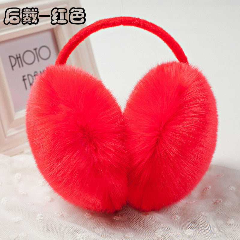 Warm Artifical Fox Fur Ear Gloves Earmuffs-earmuffs-Red-Free Shipping Leatheretro