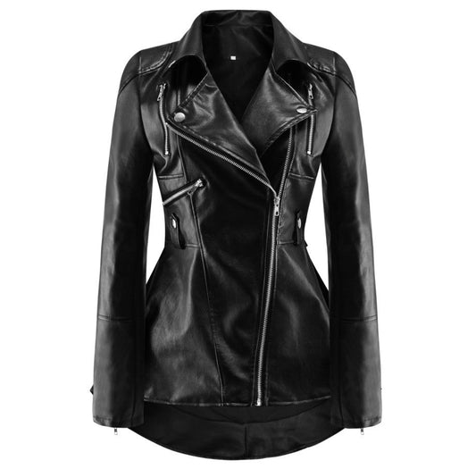 Fashion Ruffled Outerwear-Coats & Jackets-Black-S-Free Shipping Leatheretro