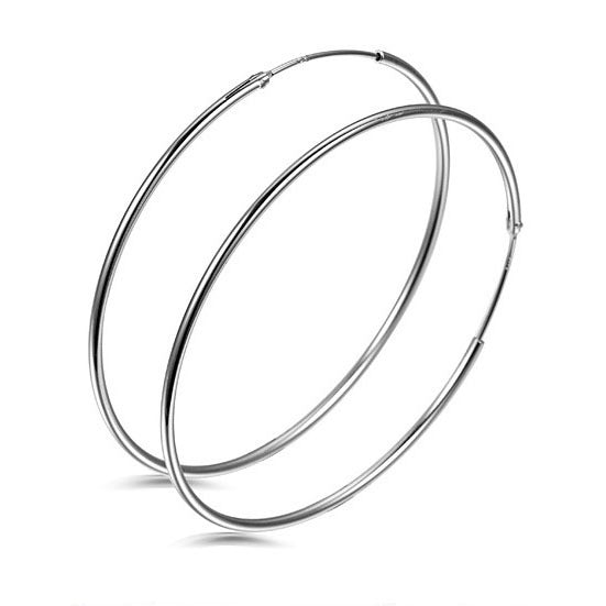 Sterling Silver Hoop Earrings for Women-Earrings-4.5cm-Free Shipping Leatheretro
