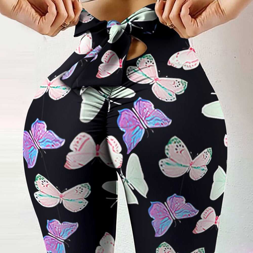 Sexy Butterfly Design Sports Leggings-Activewear-P1007-S-Free Shipping Leatheretro