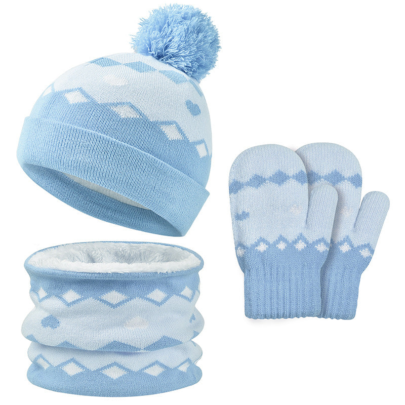 Winter Knitting Hats Gloves Scarfs 3pcs/set-Hats-Blue-1-6 Years Old-Free Shipping Leatheretro