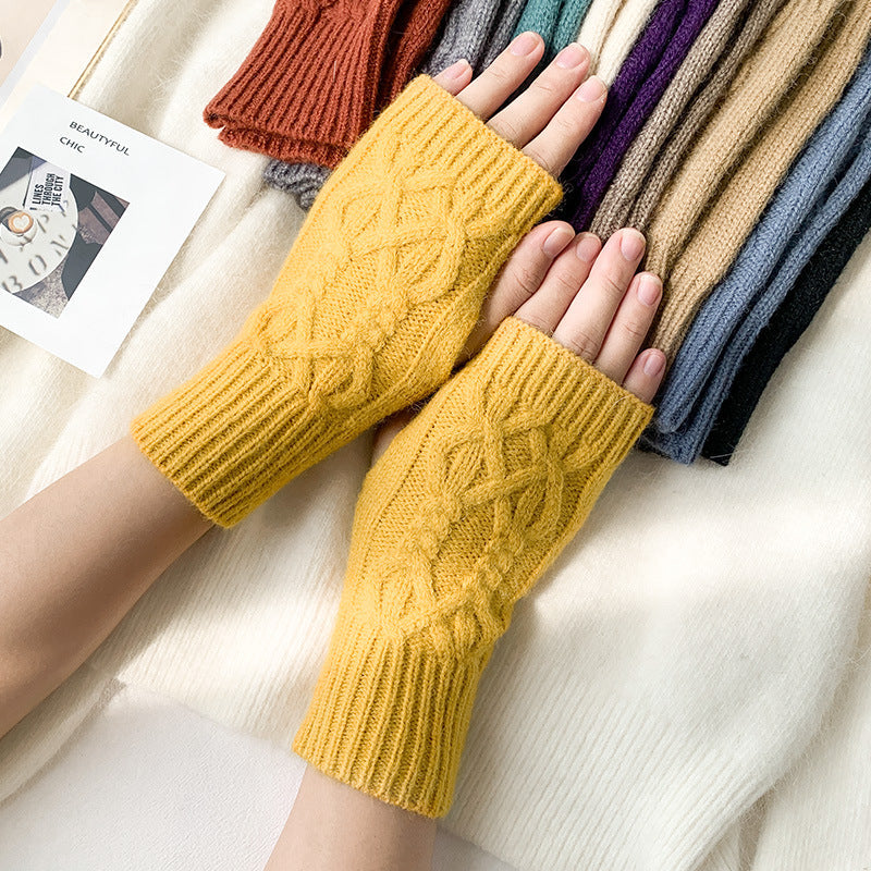 2 pairs/Set Winter Warm Knitted Gloves-Gloves & Mittens-Yellow-One Size-Free Shipping Leatheretro