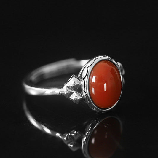 Autique Handmade 925 Sterling Sliver Open Rings for Women-Rings-Red-Adjustable-Open-Free Shipping Leatheretro