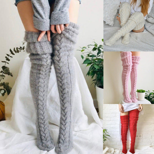 Winter Warm Overknee Long Socks-Holiday Stockings-Black-75cm-Free Shipping Leatheretro