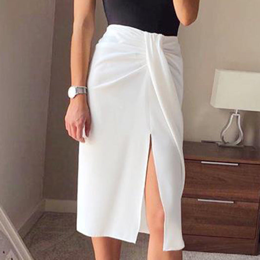 Sexy Split Front Designed White Skirts-Skirts-White-S-Free Shipping Leatheretro