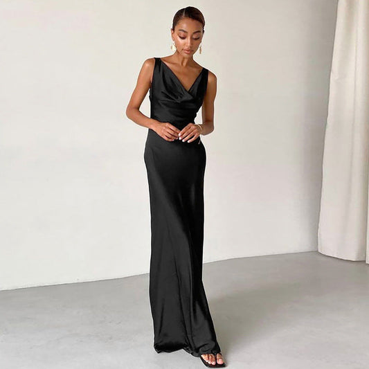 Summer Backless Long Back Party Dresses-Dresses-Black-S-Free Shipping Leatheretro