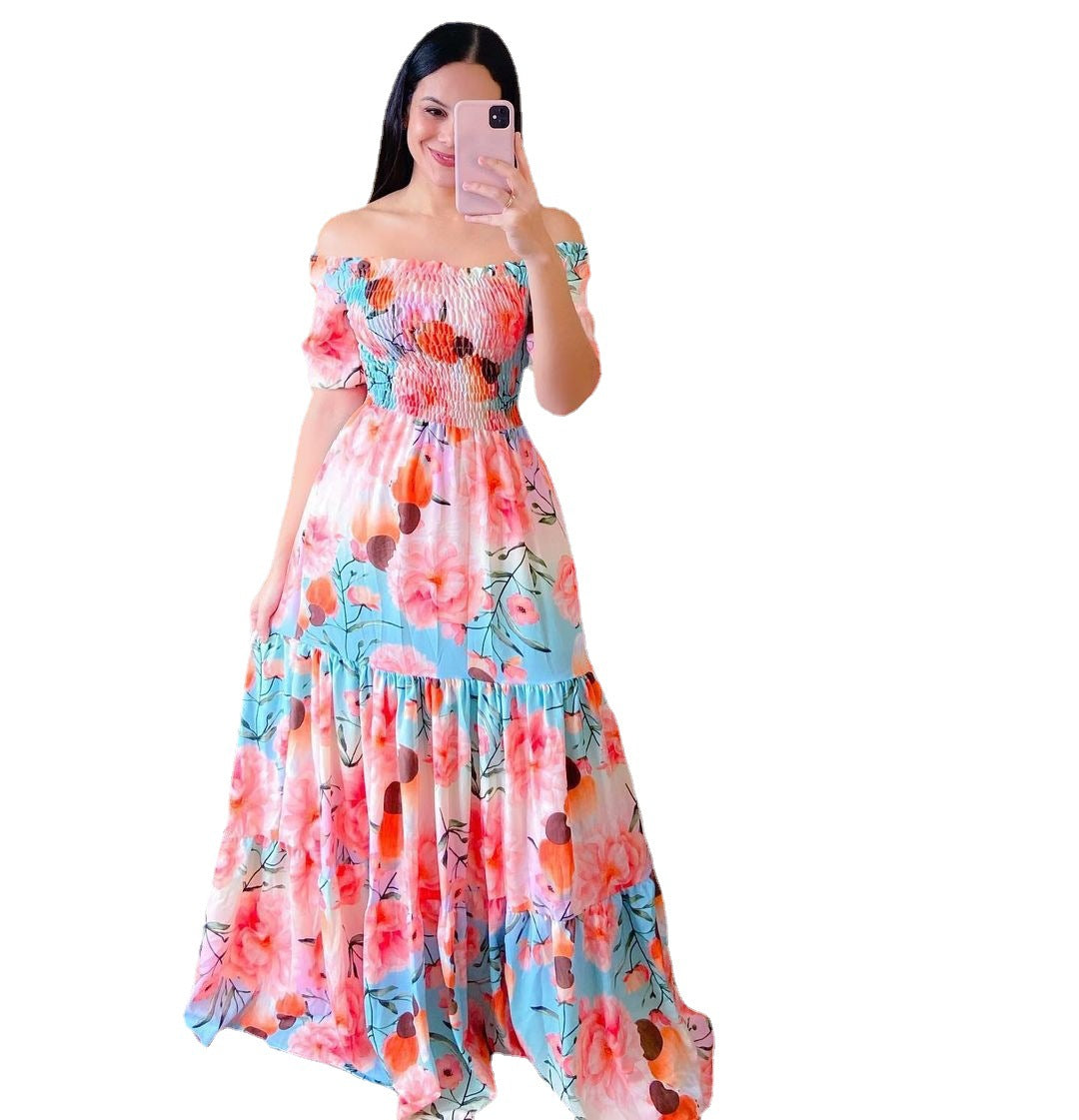 Sexy Off The Shoulder Flowers Long Dresses-Purple-S-Free Shipping Leatheretro