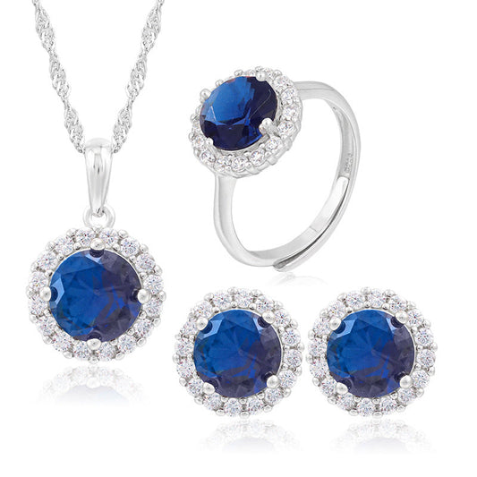 Fashion Sterling Silver Jewellry Sets for Women-Necklaces-Necklace-Blue-Free Shipping Leatheretro