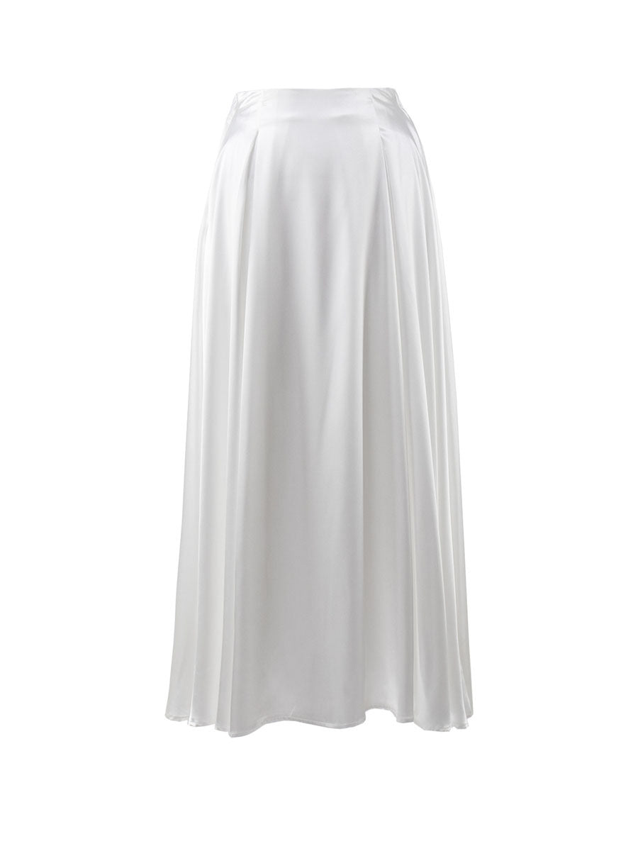 Fashion Satin High Waist Summer Skirts-Skirts-White-S-Free Shipping Leatheretro