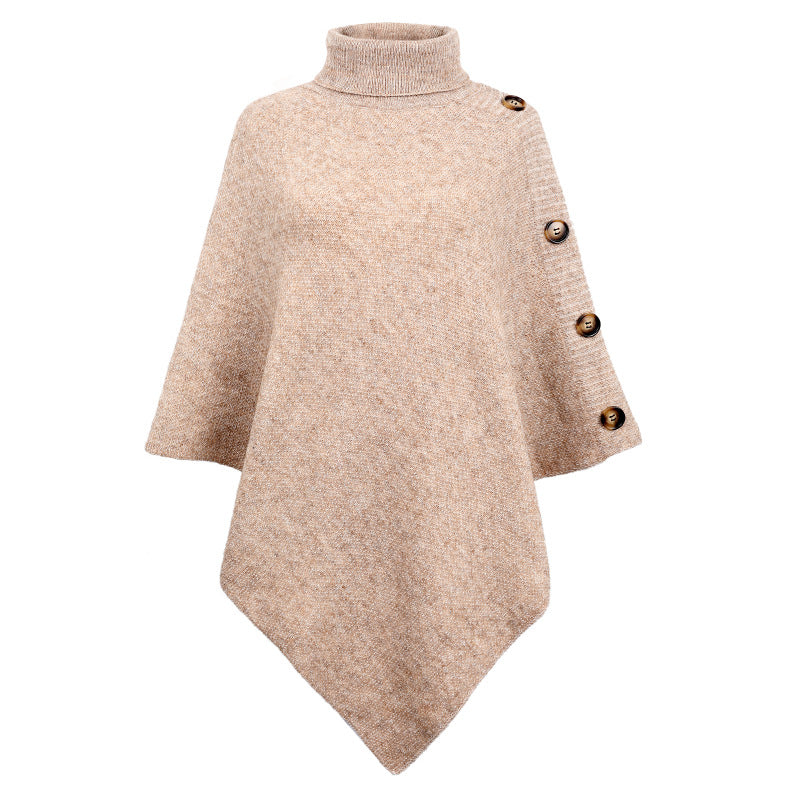 Casual High Neck Knitted Cloak Coats for Women-Coats & Jackets-Apricot-F-Free Shipping Leatheretro
