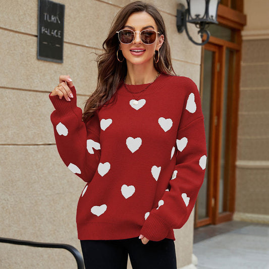 Casual Sweetheart Design Pullover Knitted Sweaters-Shirts & Tops-Gray-S-Free Shipping Leatheretro