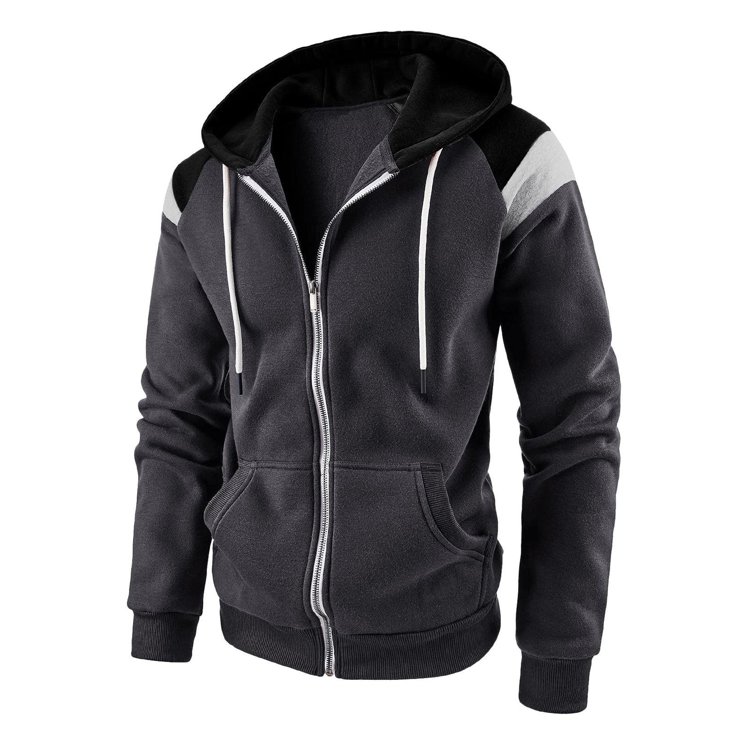 Casual Men's Zipper Hoodies-Coats & Jackets-Dark Gray-M-Free Shipping Leatheretro