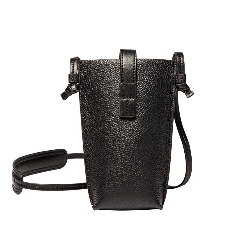 Mini leather fashion Phone Bag For Women J014-Leather Phone Bags-Black-Free Shipping Leatheretro