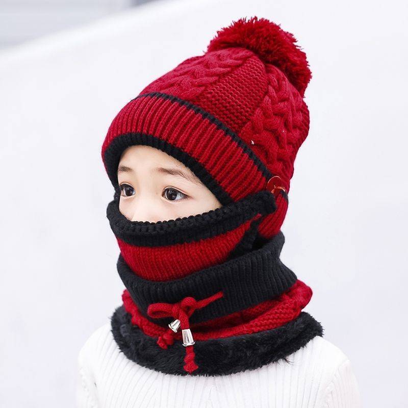 Winter Fleece Liner Warm Knitted Kids Hats&Scarfs-Hats-Red-Free Shipping Leatheretro