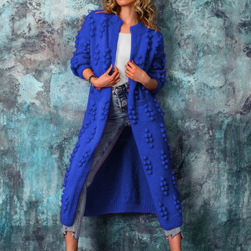 Casual Knitted Long Cardigan Coats for Women-Overcoat-Blue-S-Free Shipping Leatheretro