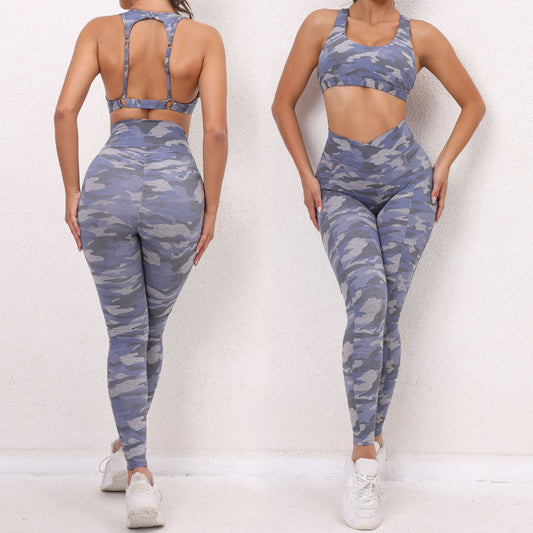 Sexy Crossed Backless Two Pieces Sport Suits-Activewear-Gray-S-Free Shipping Leatheretro