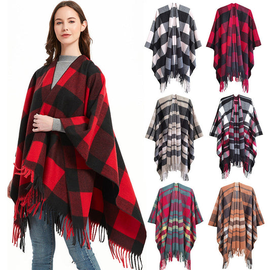 Winter Tassels Shawls Cape for Women-capes-SH11-01-160cm-Free Shipping Leatheretro