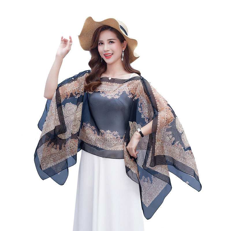 Summer Chiffon Women Cape Covers-Costume Capes-White-180cm-Free Shipping Leatheretro
