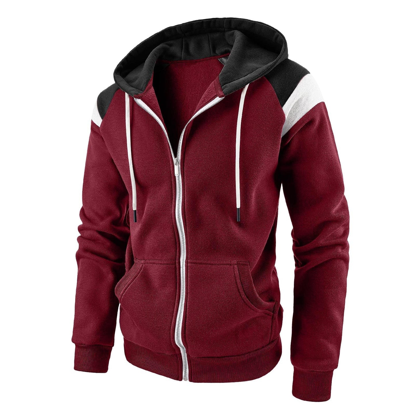 Casual Men's Zipper Hoodies-Coats & Jackets-Wine Red-M-Free Shipping Leatheretro