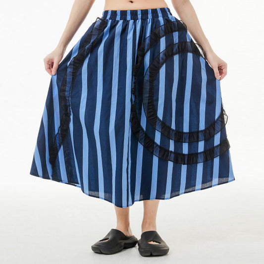 Designed Striped Summer Women Skirts-Skirts-Black-One Size-Free Shipping Leatheretro