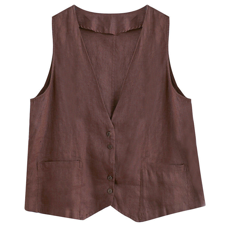 Summer Sleeveless Casual Women Vests-Vests-Black-M-Free Shipping Leatheretro
