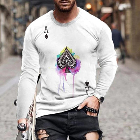 Casual Men Poke Design Long Sleeves T Shirts-Men's T Shirts-1-S-Free Shipping Leatheretro