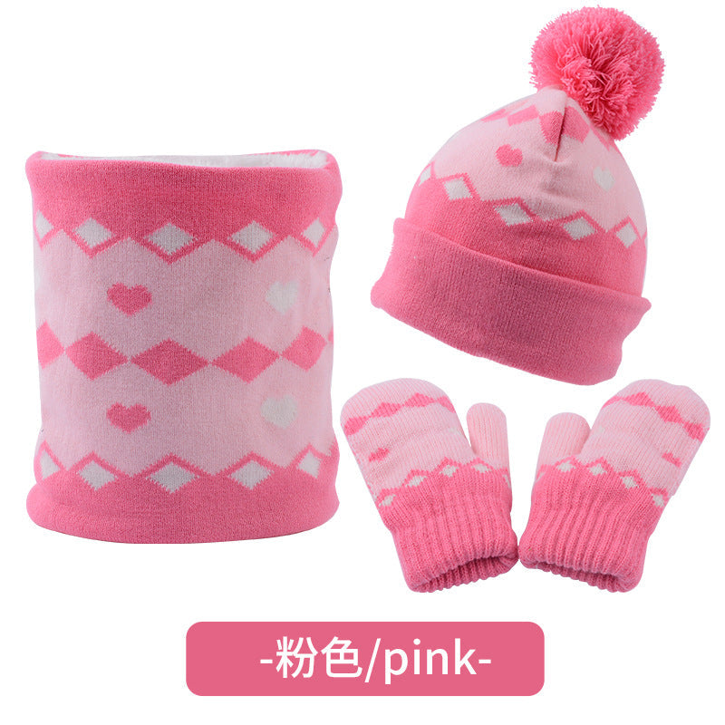 Winter Knitting Hats Gloves Scarfs 3pcs/set-Hats-Pink-1-6 Years Old-Free Shipping Leatheretro