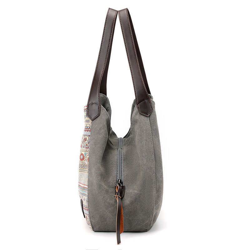 Boho Style Canvas Tote Handbags for Women 1677-Handbags-White-Free Shipping Leatheretro