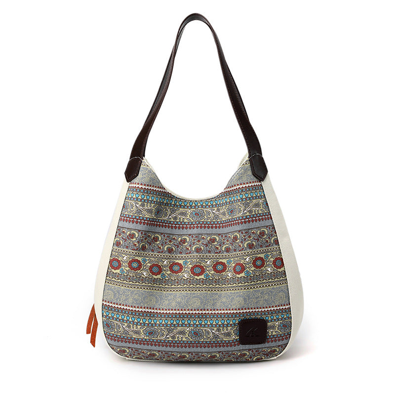 Boho Style Canvas Tote Handbags for Women 1677-Handbags-White-Free Shipping Leatheretro