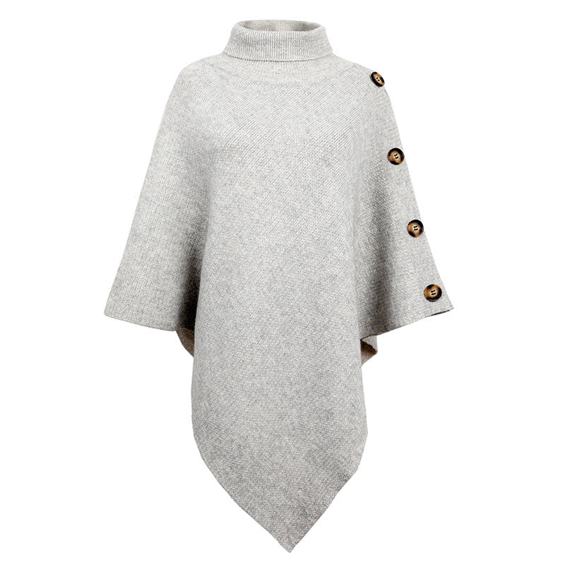 Casual High Neck Knitted Cloak Coats for Women-Coats & Jackets-Gray-F-Free Shipping Leatheretro