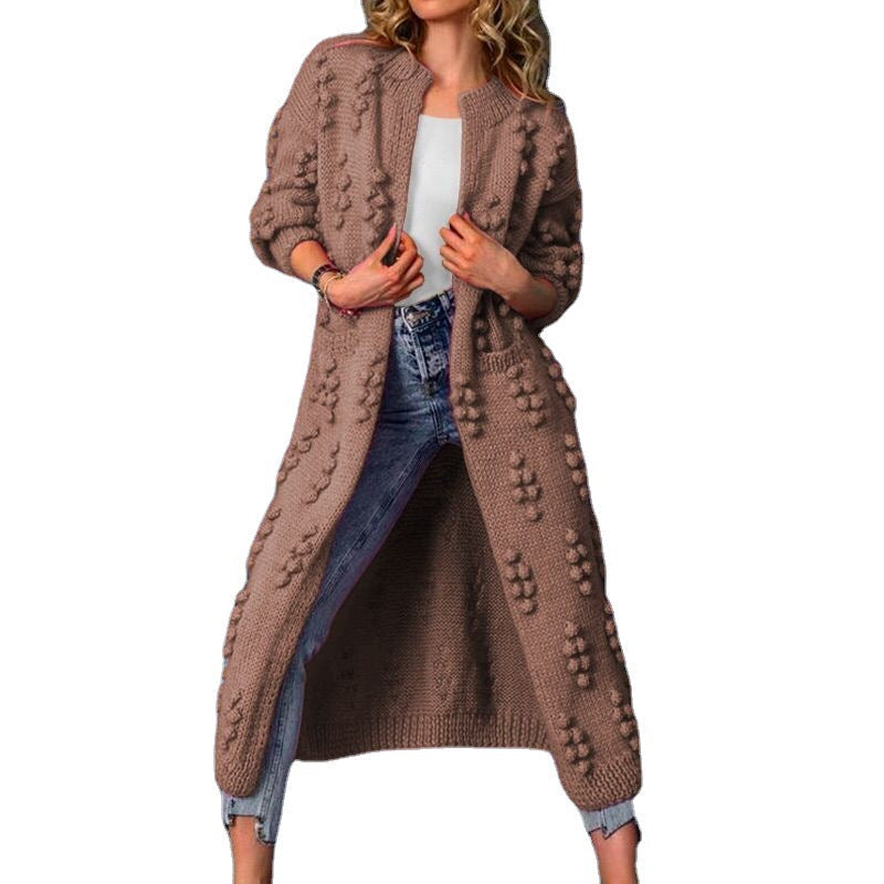 Casual Knitted Long Cardigan Coats for Women-Overcoat-Off the White-S-Free Shipping Leatheretro