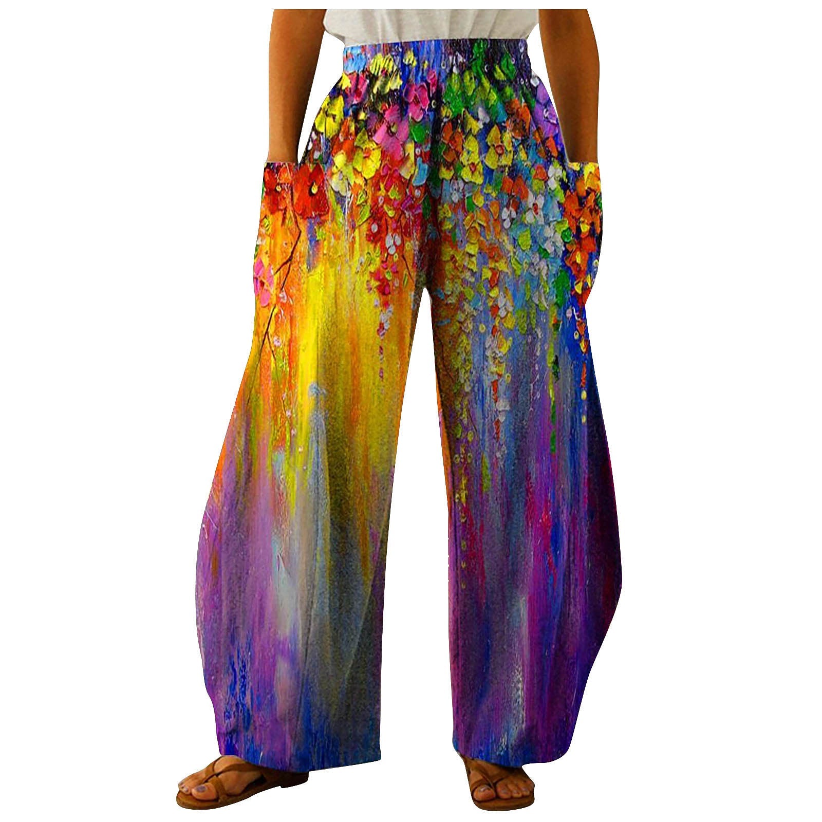Casual High Waist Summer Pants-Pants-Rainbow-S-Free Shipping Leatheretro